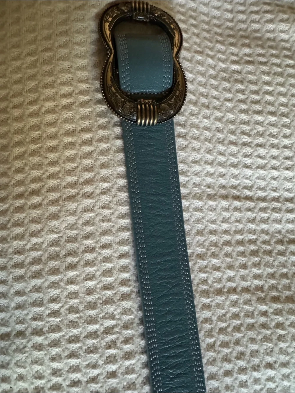 Sezane Gaia Leather Belt in Vintage Blue - Size 80